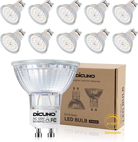 DiCUNO GU10 LED sijalice sa mogućnošću zatamnjivanja 6w, zamena halogenih sijalica 60W, 700lm, 2700k toplo bela, MR16 reflektorska