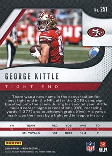 2019 Panini Prizm # 251 George Kittle San Francisco 49ers Fudbalska karta