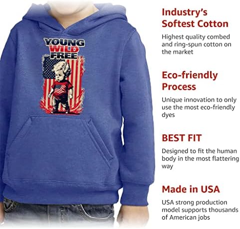 Mladi divlji besplatni pulover s dudama - Patriotsko spužva Fleece Hoodie - Grafički kapuljač za djecu