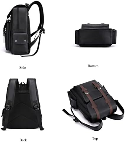 Komshu ruksak muški PU kožni ruksak, vintage 15,6 inča Laptop Daypack, klasični stil poslovanja, putovanja na slobodno vrijeme, škola,