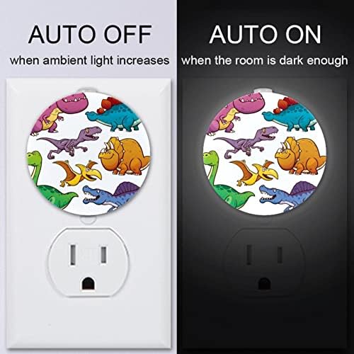 2 paketa Plug-in Nightlight LED noćni dinosaurusi sa senzorom od sumraka do zore za dečiju sobu, dečiju sobu, kuhinju, hodnik
