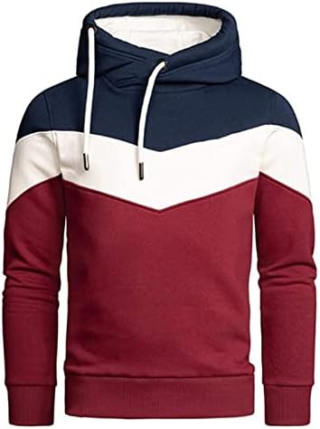 XZHDD duksevi za patchwork za muške, kauč na vratu Neregularna dukserica s kapuljačom vježbanja Sportski casual pulover
