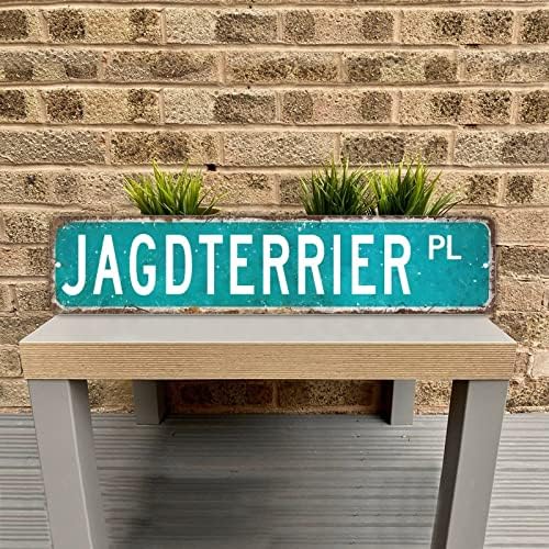 Jagdterrier PL životinjski ulični znak personaliziran vaš tekst nerviran stilski limenci Jagdterrier Lover znak za seosku barur Spremnik