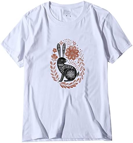 Uskršnje košulje za žene Smiješne zeko grafički kratki rukav Crewneck Slatki uskrsni praznici Teen Girls Casual BluZa