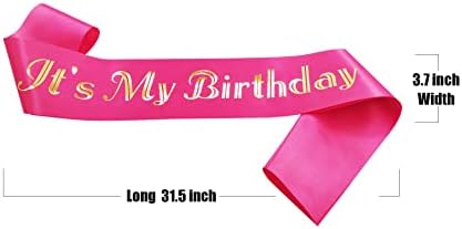 MGJSRNH 'It's My Birthday' pojas za djevojku,zlatna folija - Pink Birthday Sash za žene - Party Favors dekoracije za Sweet 16, 18th 21st 30th 40th ili bilo koju rođendansku zabavu