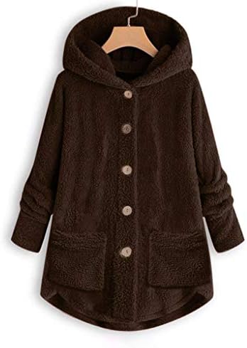 Aihou Fleece jakna Žene XS Ženske zimske kapute Dugi rukav zgušnjav gumb za toplu kaput reverske jakne sa kapuljačom