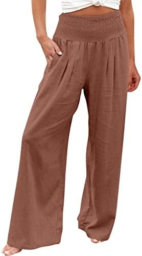 lcepcy ženske pleated Lounge pantalone visokog struka labave Casual pantalone sa širokim nogama lagane letnje pantalone sa džepovima