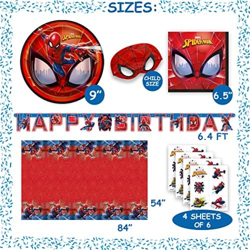Spiderman rođendanske dekoracije | Spiderman potrepštine za zabavu | opslužuje 16 gostiju | Marvel superheroj Spidey i njegovi nevjerovatni