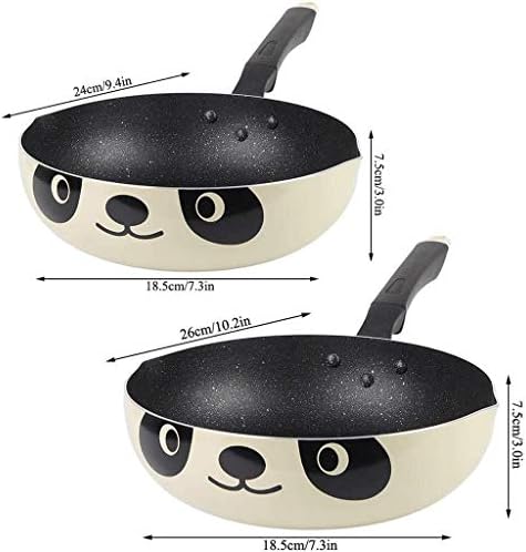 Gydcg non stick tiganj, prijenosni Panda Pan univerzalni Wok aluminijumski lonac Cute