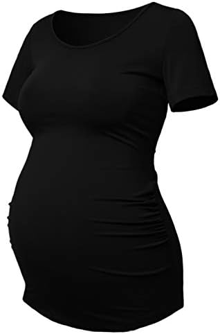 GINKANA kratki rukav majice za trudnice cvjetne Ruched strane Casual mama trudnoća bluze Odjeća