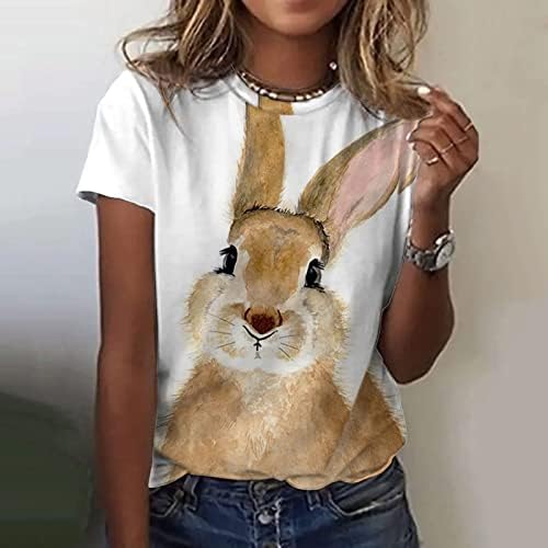 Kawaii Animal Bunny Easter Majice za djevojke Ljeto Jesen Kratki rukav Grafički grafički grafički grafički TOP T majice Žene