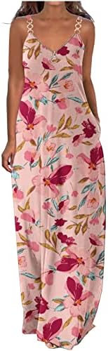 lcziwo duge haljine za žene Casual Sundresses 2023 Boho Maxi Dress Floral Print plaža za odmor s džepovima