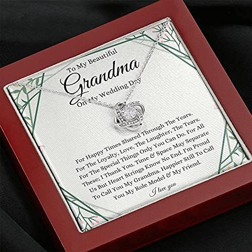 Nakit za karticu poruke, ručno rađena ogrlica - personalizirani poklon love čvor, do bake na dan mog vjenčanja Day da baku mladenke