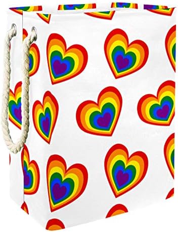 Korpa za veš šarena Rainbow Love Heart uzorak sklopiva platnena korpa za odlaganje veša sa ručkama odvojivi nosači koji dobro drže