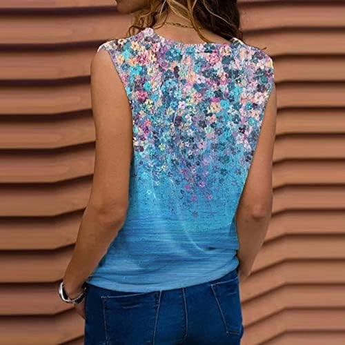 Prsluk za žene bez rukava V vrat pamučni gradijent slikarstvo cvjetna grafička camisole rezervoar za bluzu ves za djevojke