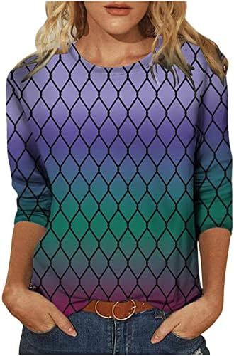 3D majice za žene smiješna optička iluzija Grafički vrtoglavi tee na vrhu casual dugih rukava Crew Crt Basic Bluuse pulover