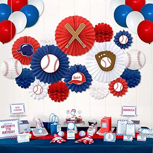 Bejzbol Party Dekoracije Kit Bejzbol izrezi papir navijači pozadina papir Honeycomb kugle lampioni Baloni za sportsku temu rođendanske