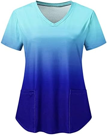 Bluza Tshirt za žensku jesen ljeto 2023 Odjeća kratki rukav V vrat grafički radni kancelarijski piling bluza sa džepovima 29