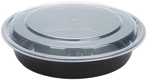 Nicole Fantini 16 oz. Crne okrugle plastične posude za pripremu obroka sa prozirnim kupolastim poklopcima| Bento kutija, bez BPA,
