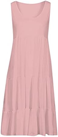 Haljine za žene 2023 Vintage cvjetni ispisani suncobranTress Ljetna casual ključanica bez rukava Boho tenk mini haljina