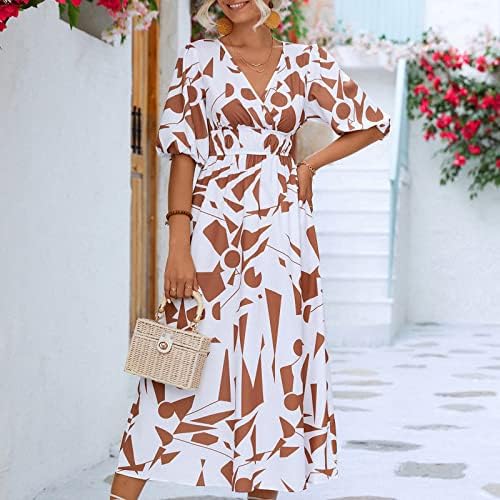 FQZWONG MIDI haljine za žene Ljeto Elegantni odmor na plaži Line Sun Haljine Modni ženski klub Izlazak na odmor