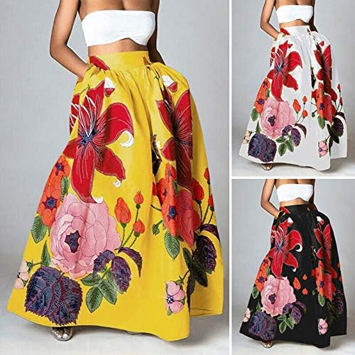 Lzealske haljine za žene 2023 Boemski cvjetni print High struk džep maxi suknja za zabavu na plaži duga suknja Elegantna haljina
