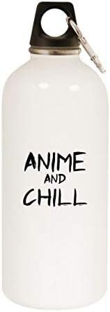 Molandra Proizvodi Anime and Chill - 20oz nehrđajuća čelika Bijela boca s bijelom vodom s karabinom, bijelom bojom