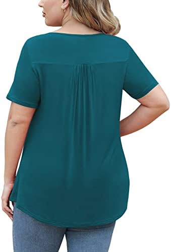 Oslobađajuća majica za žene za žene kratki rukav čipka Vneck vrat Spandex Ruched Basic Top T majice Dame 2023 U1