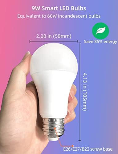 Pametne sijalice zatamnjiva E26 sijalica za promjenu boje 60 W ekvivalentna app kontrola RGB & amp; toplo bijelo svjetlo Smart Home